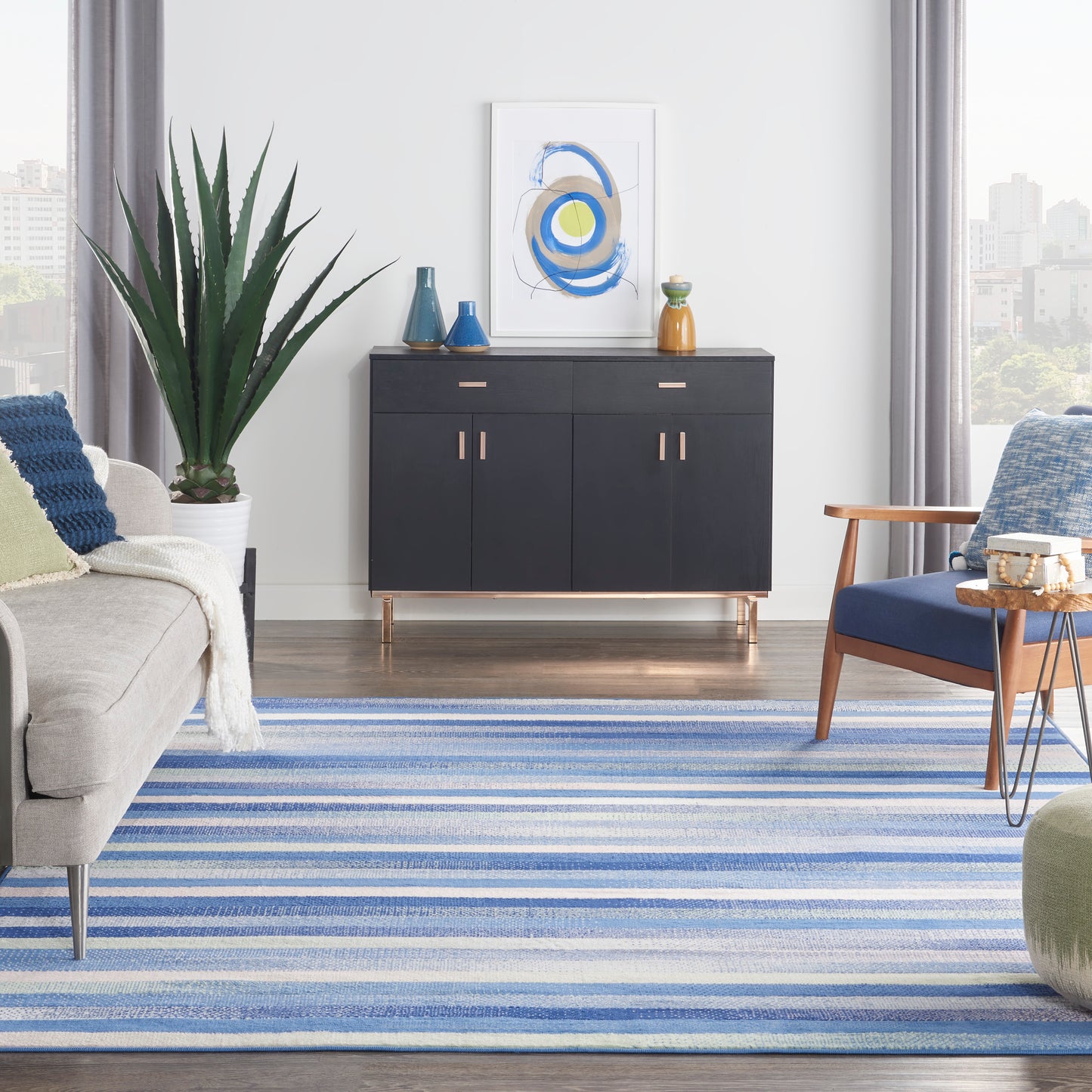 Nourison Whimsicle 8' x 10' Blue Multicolor Modern Indoor Rug