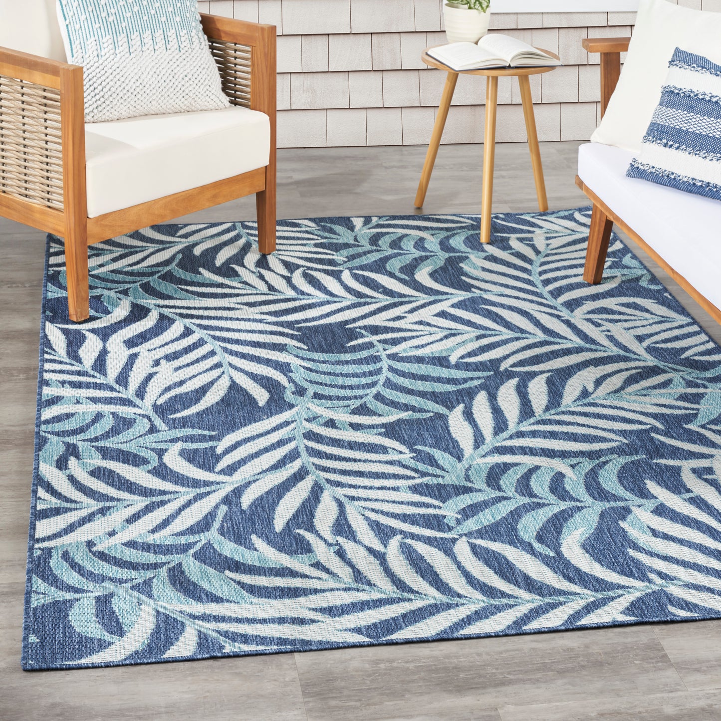 Nourison Garden Oasis 5' x 7' Navy Tropical Rug