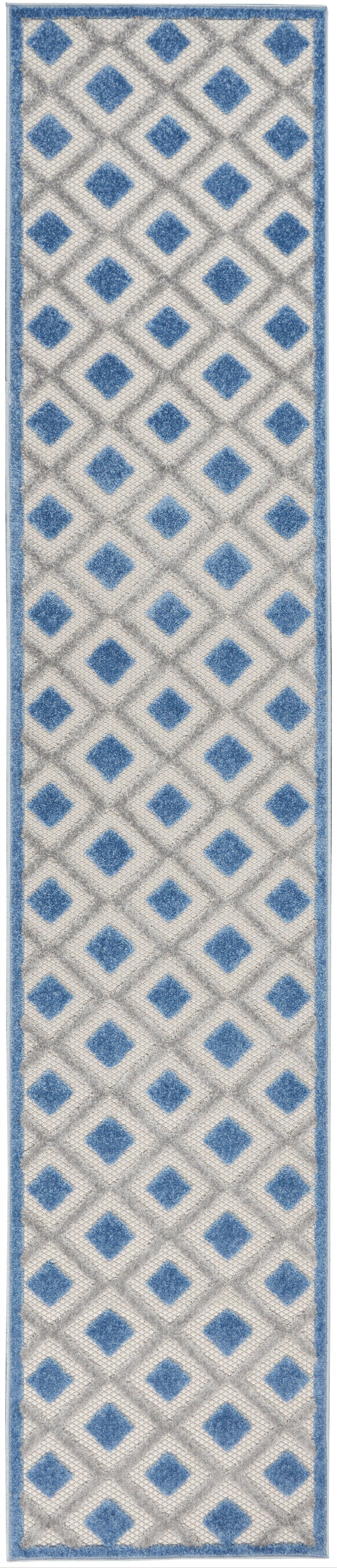 Nourison Aloha 2'3" x 10' Blue Grey Modern Rug