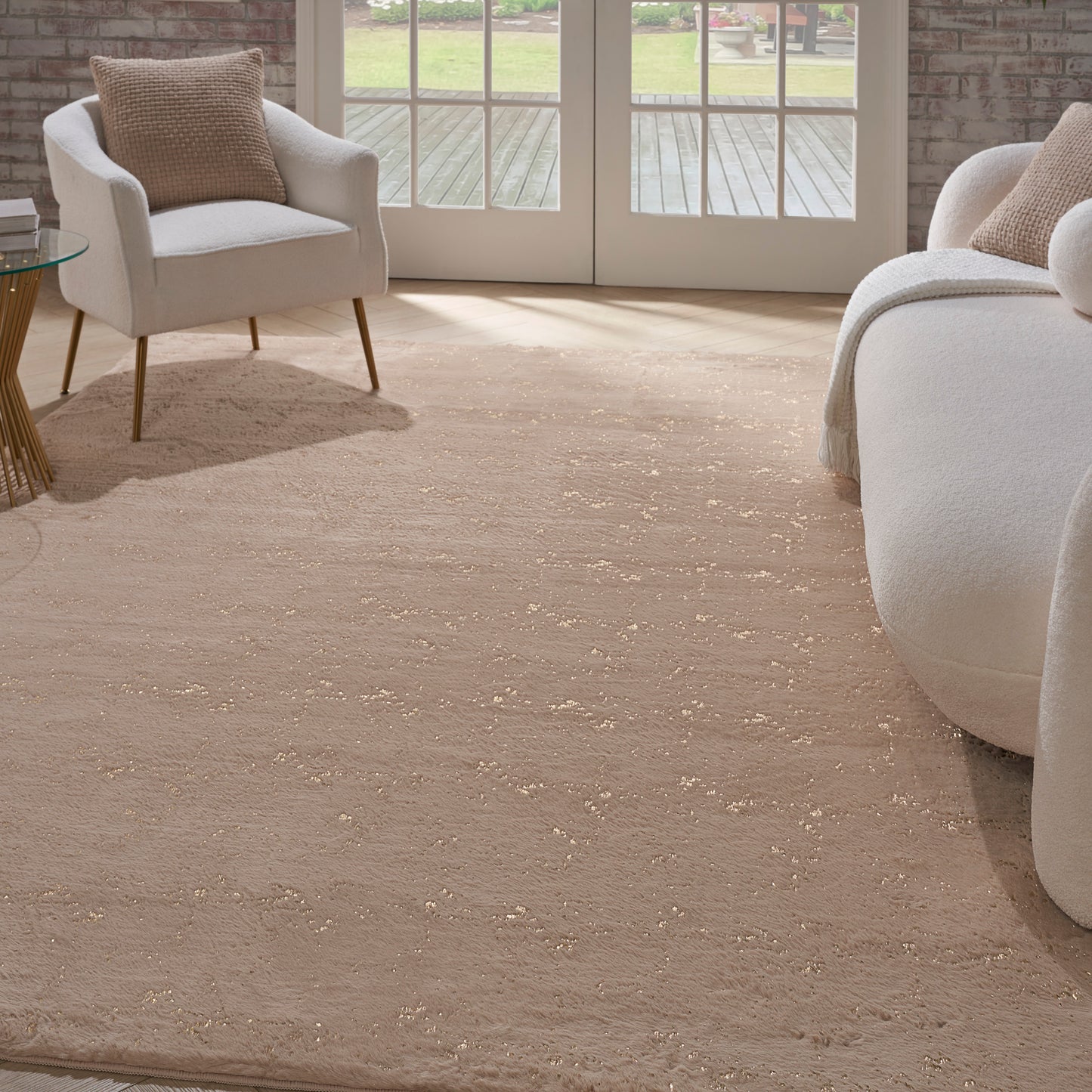 Nourison Cozy Shimmer 7'9" x 9'9" Beige Gold Glam Indoor Rug