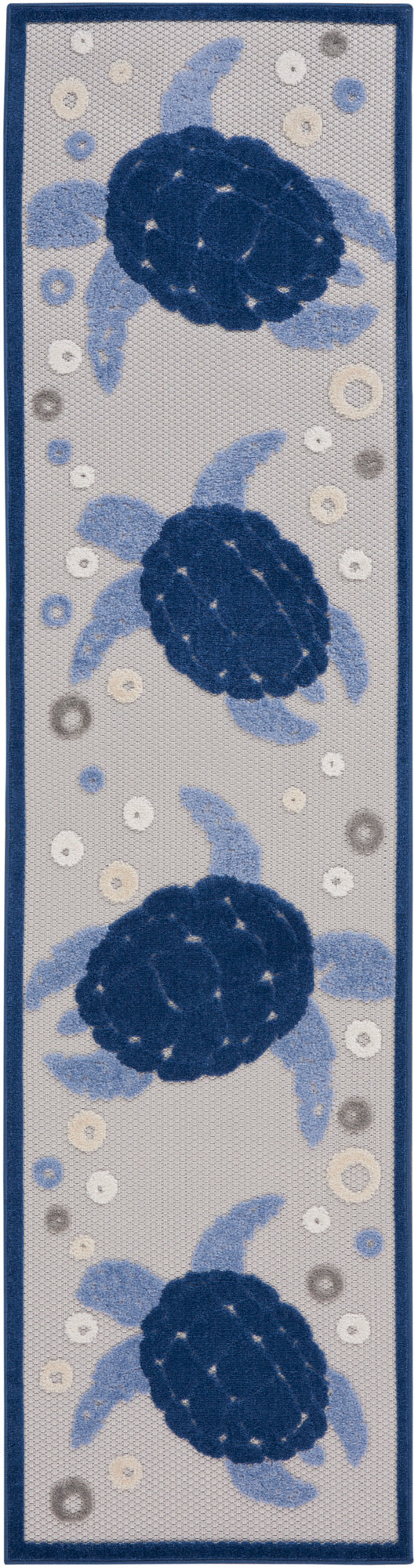 Nourison Aloha 2'3" x 8' Navy Blue Coastal, Nautical & Beach Rug