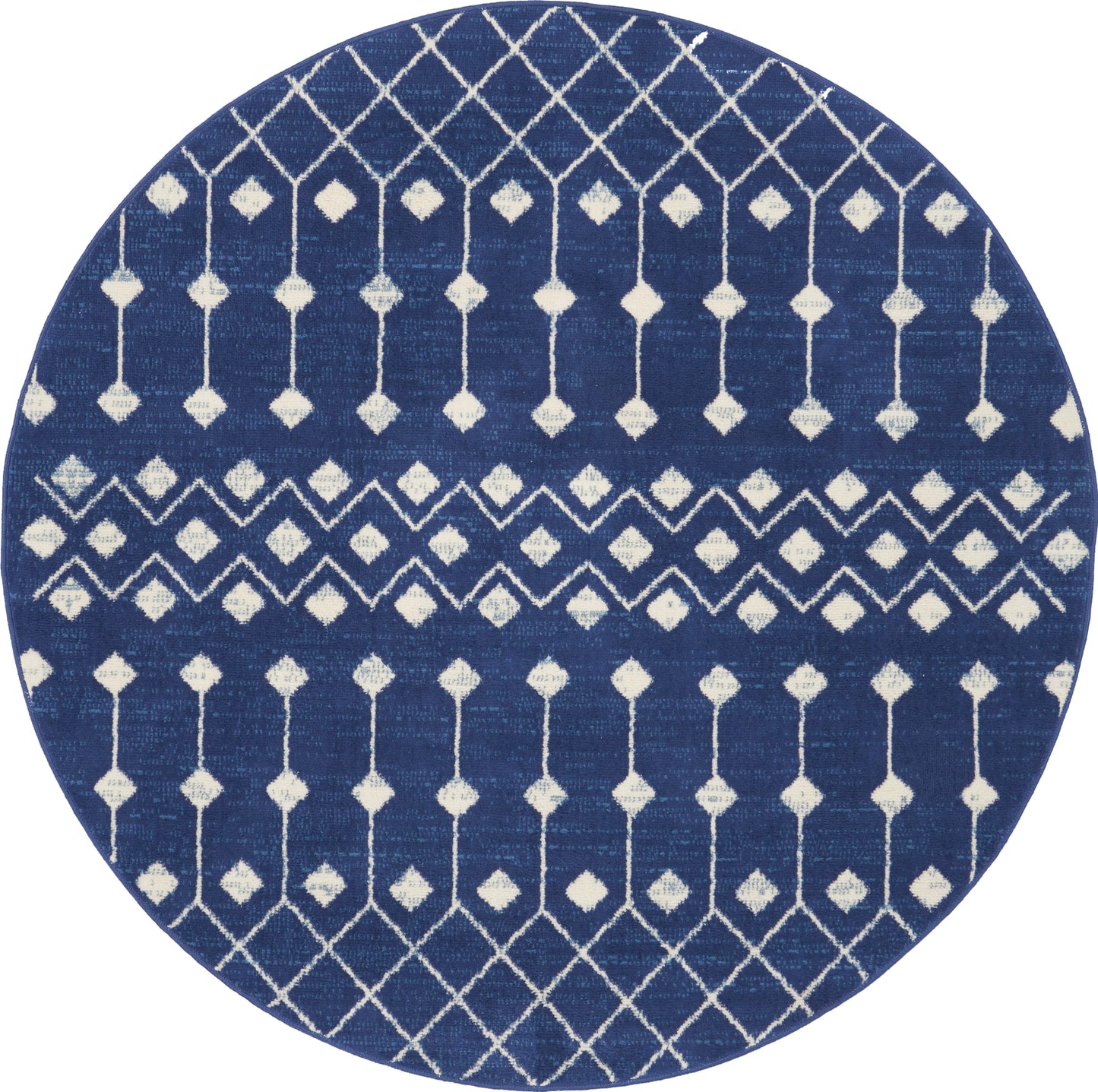 Nourison Grafix 5'3" x Round Navy Bohemian Indoor Rug