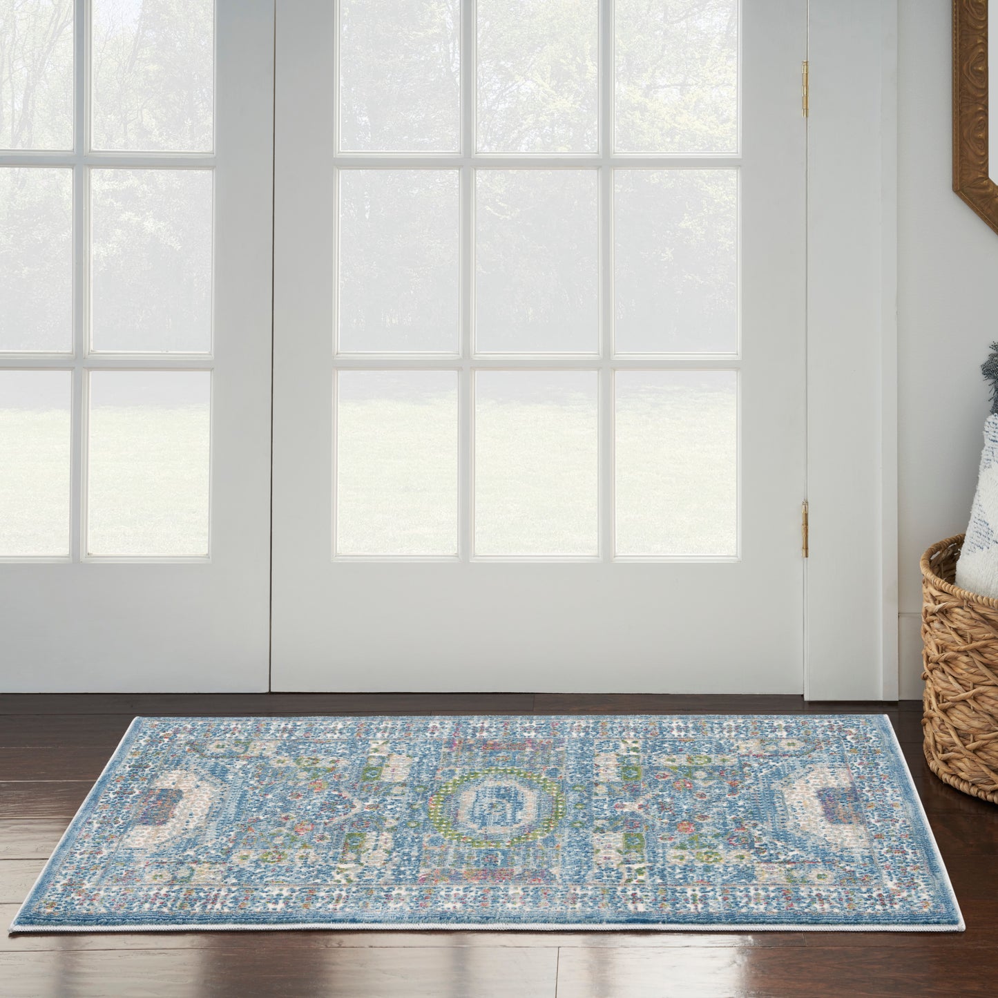 Nourison Ankara Global 2' x 4' Ivory Light Blue Bohemian Indoor Rug