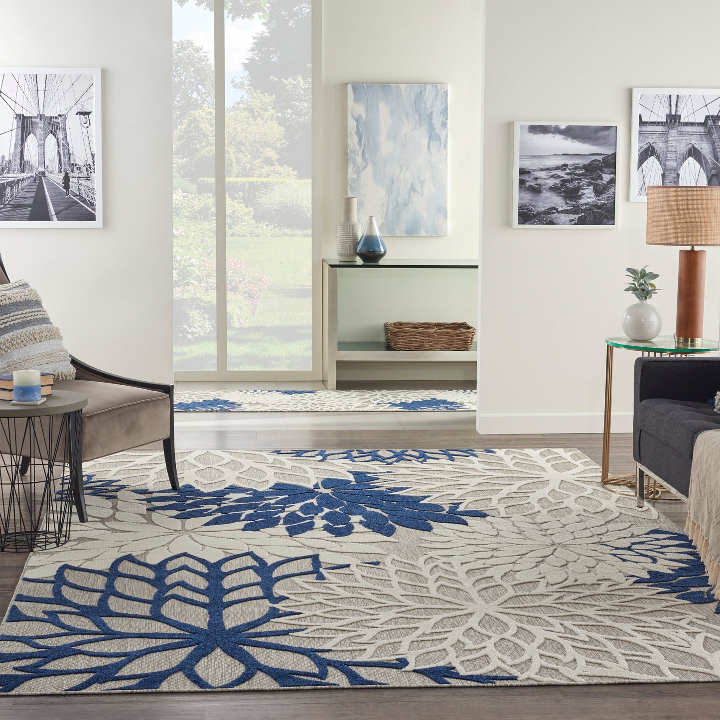 Nourison Aloha 9' x 12' Ivory Navy Modern Rug