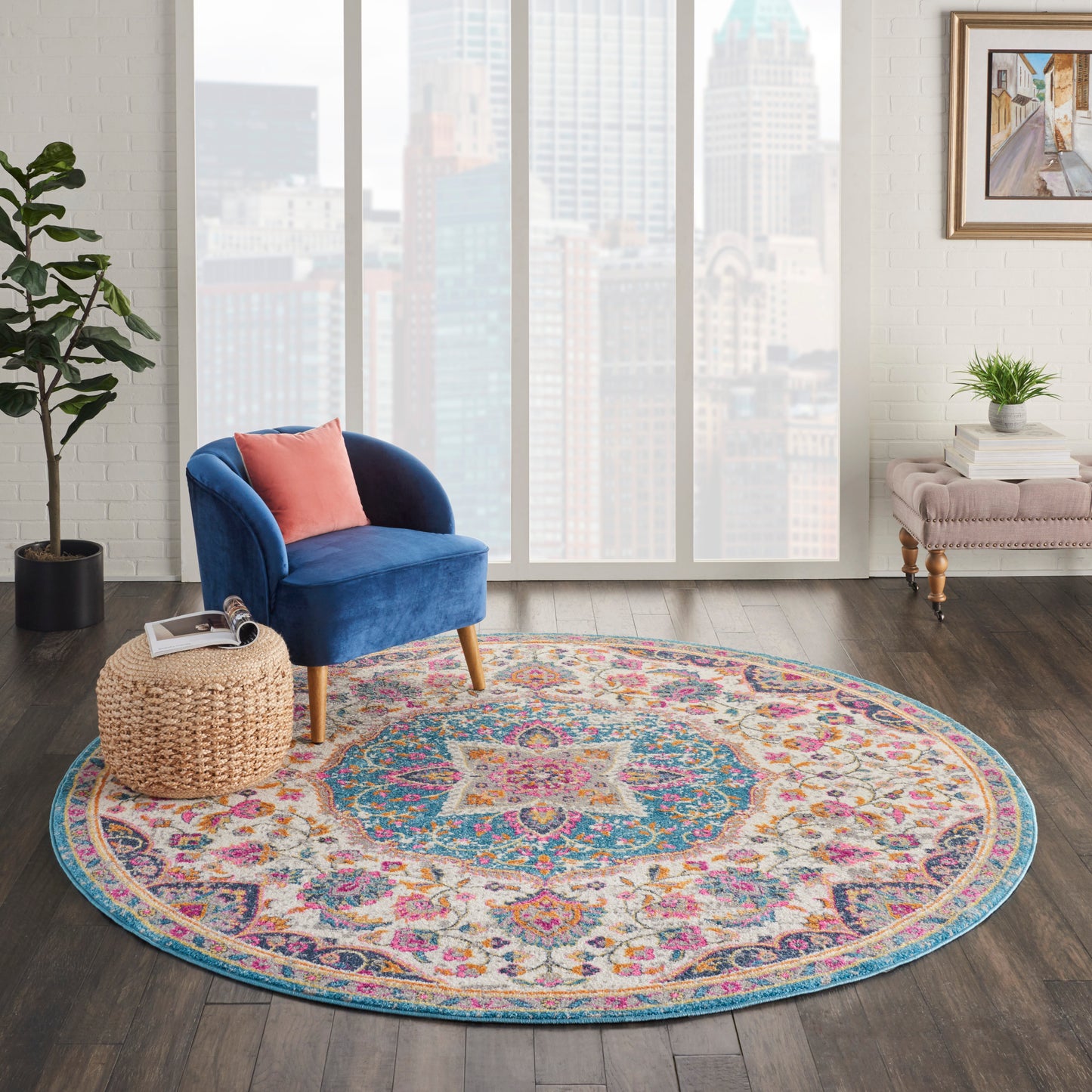 Nourison Passion 8' x Round Ivory/Multi Transitional Indoor Rug