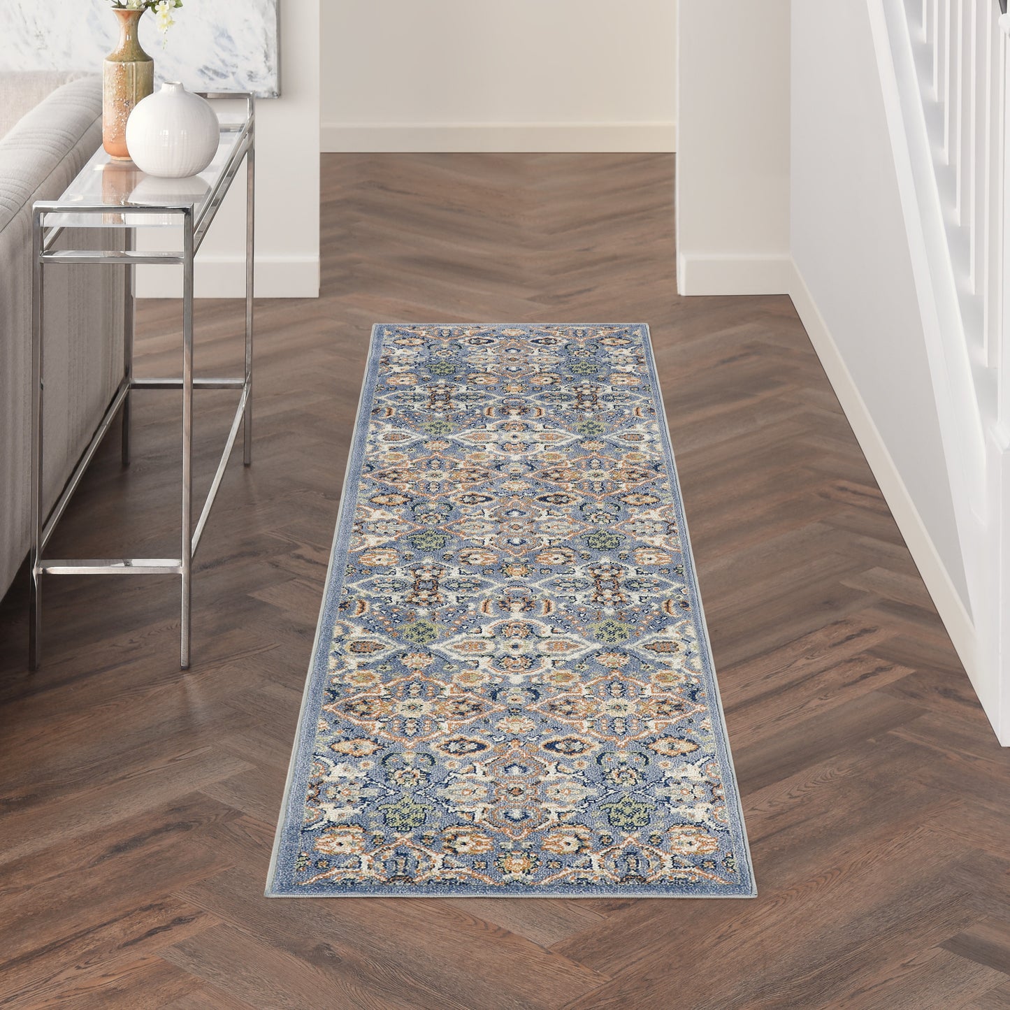 Nourison Allur 2'3" x 7'6" Light Blue Bohemian Indoor Rug