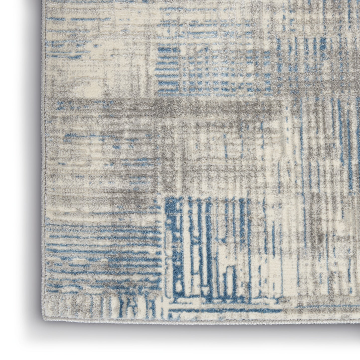 Nourison Solace 2'3" x 7'3" Ivory/Grey/Blue Modern Indoor Rug