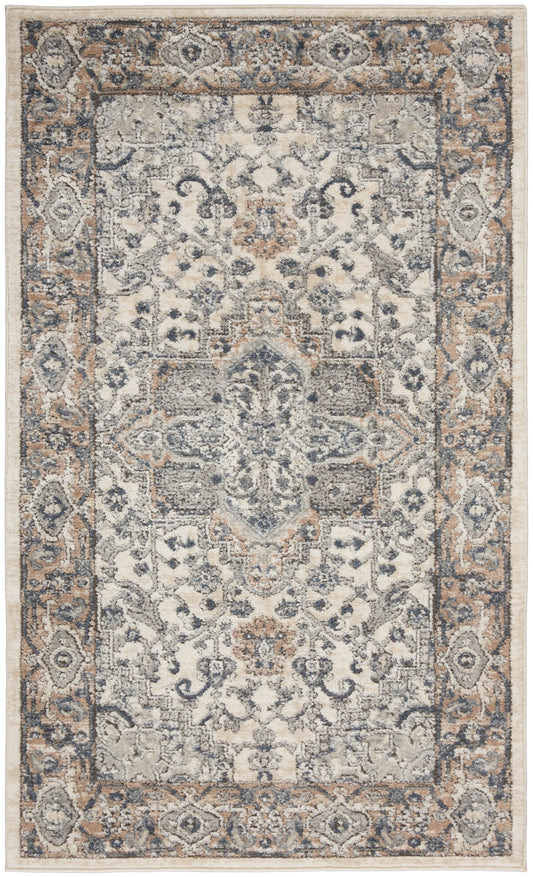 Nourison Quarry 3' x 5' Ivory Grey Farmhouse Indoor Rug