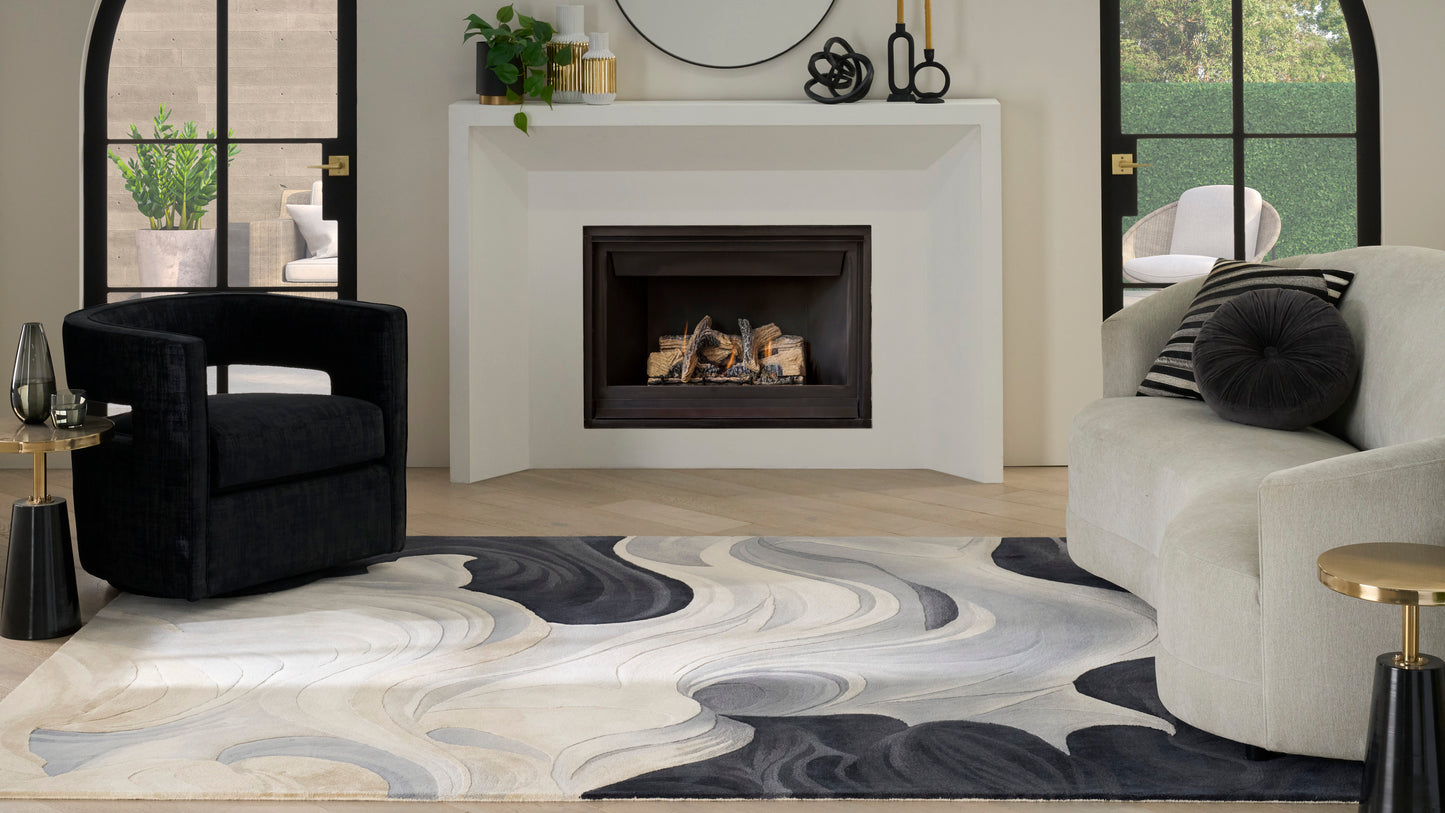 Nourison Prismatic 7'9" x 9'9" Ivory Black Modern Indoor Rug