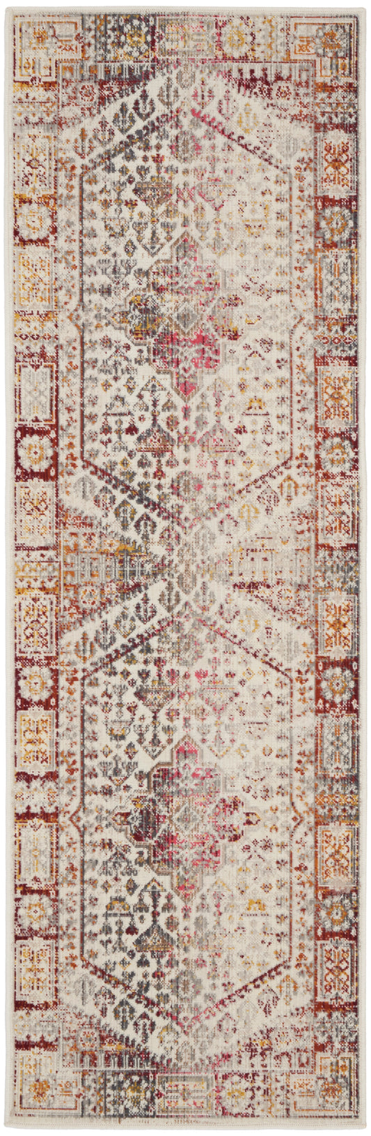 Nourison Vintage Kashan 2' x 6' Ivory Red Vintage Indoor Rug