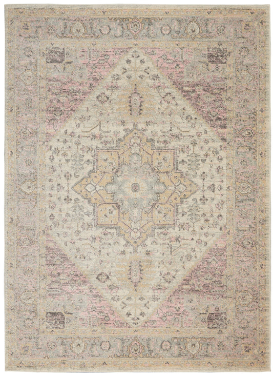 Nourison Tranquil 5'3" x 7'3" Ivory/Pink Vintage Indoor Rug