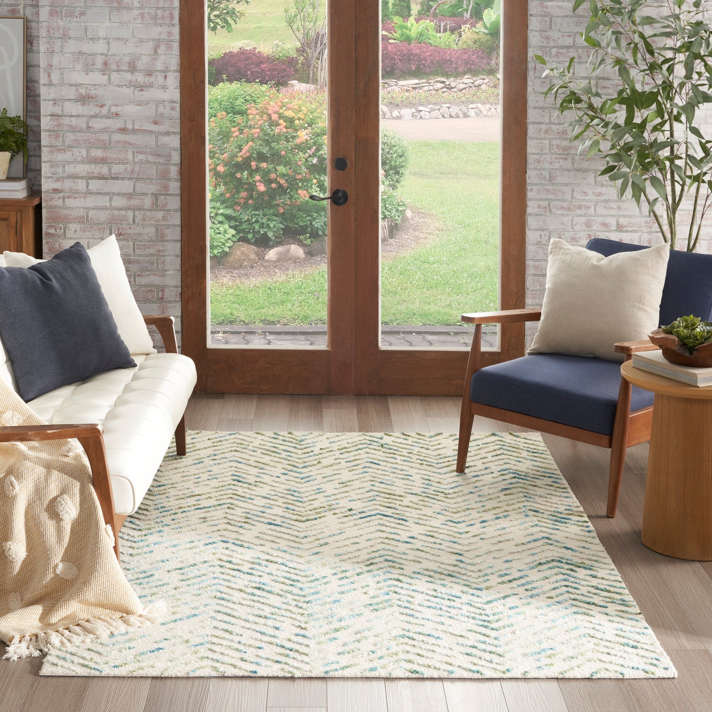 Nourison Colorado 5'3" x 7'3" Ivory Green Modern Indoor Rug