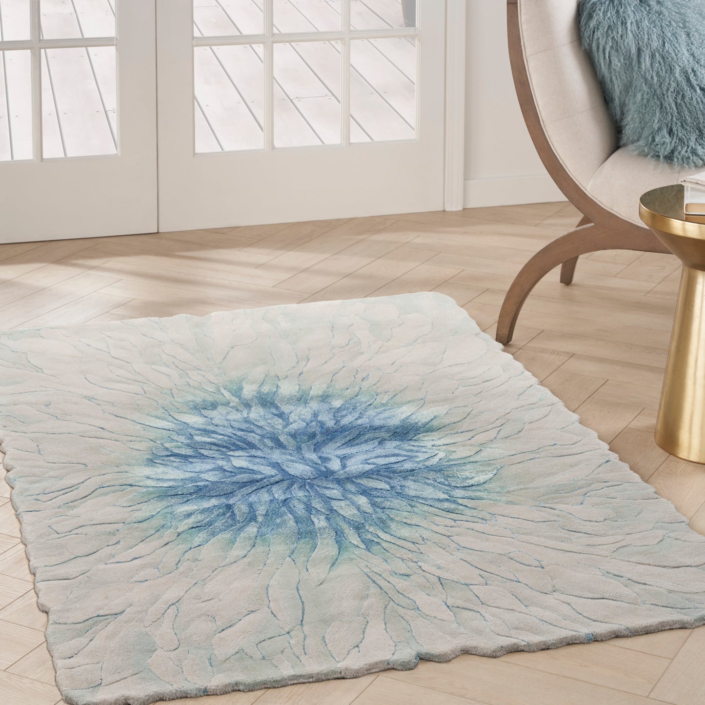 Nourison Prismatic 3'9" x 5'9" Blue Modern Indoor Rug