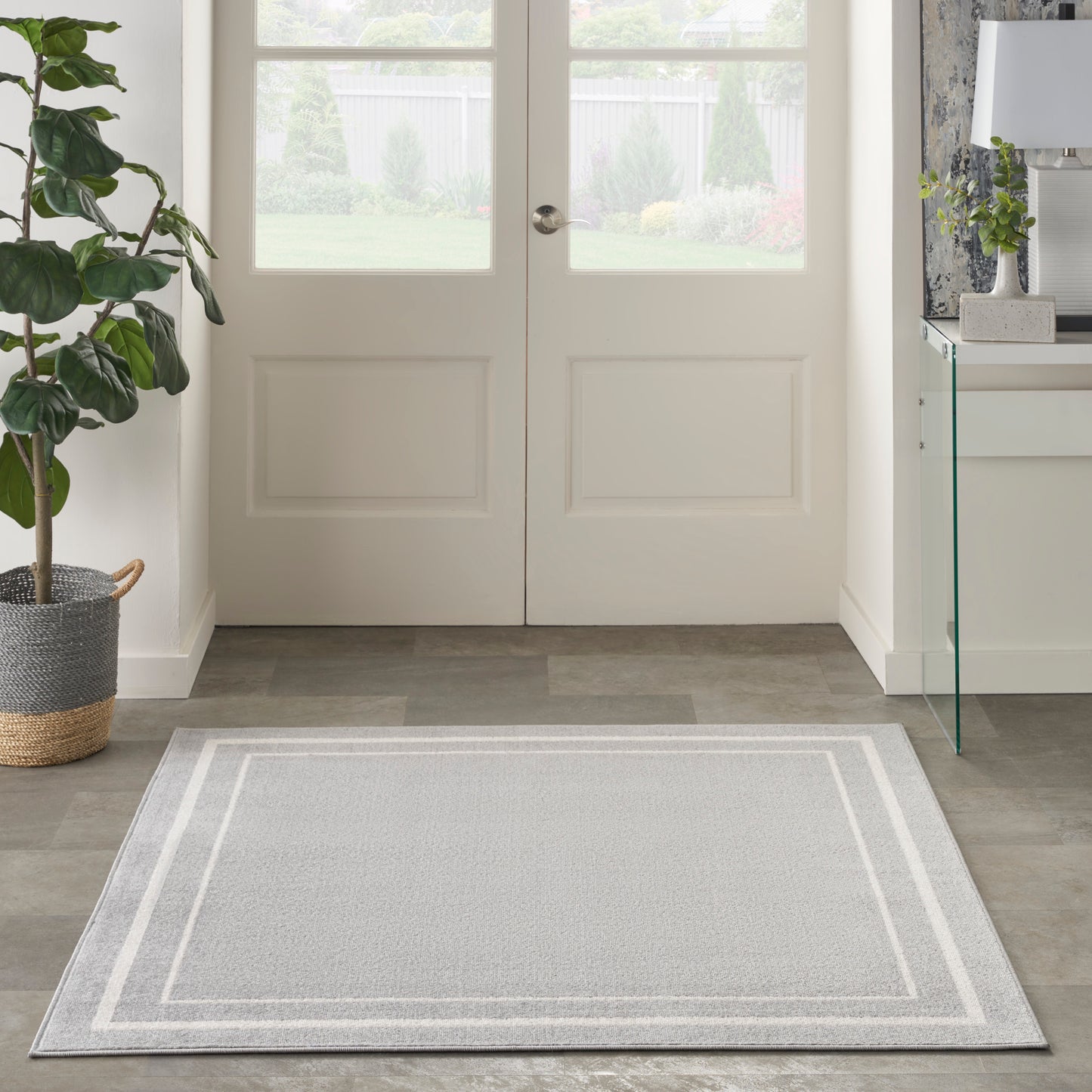 Nourison Nourison Essentials 5' x Square Grey/Ivory Contemporary Rug