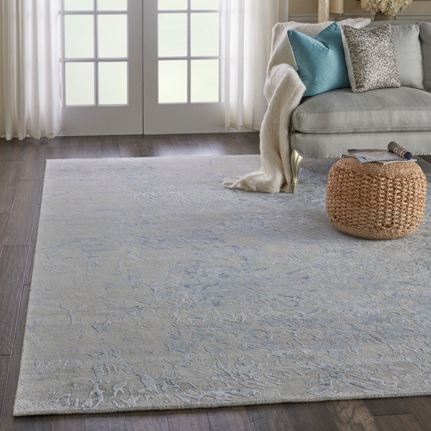 Nourison Silk Shadows 9'9" x 13'9" Grey Blue Modern Indoor Rug