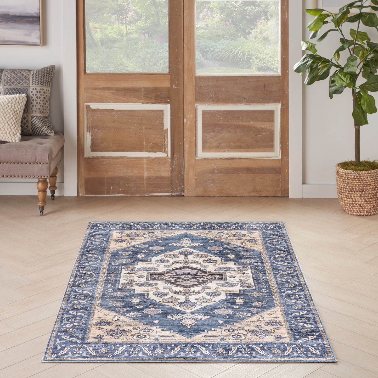 Nourison Grand Washables 4' x 6' Denim Vintage Indoor Rug