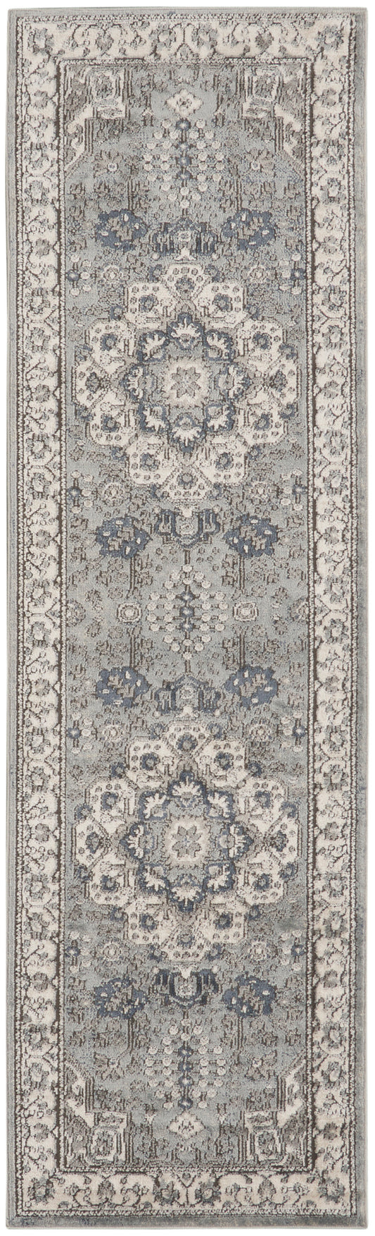 Nourison Quarry 2'2" x 7'6" Grey/Ivory Vintage Indoor Rug