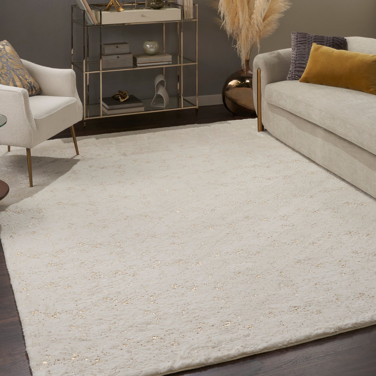 Nourison Cozy Shimmer 7'9" x 9'9" Ivory Gold Glam Indoor Rug