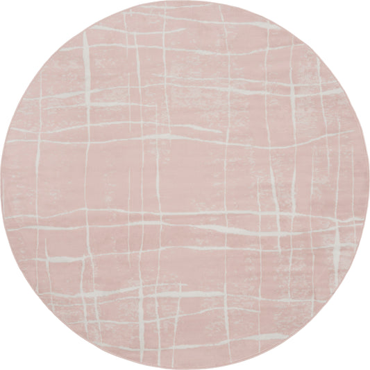 Nourison Whimsicle 8' x Round Pink Ivory Modern Indoor Rug