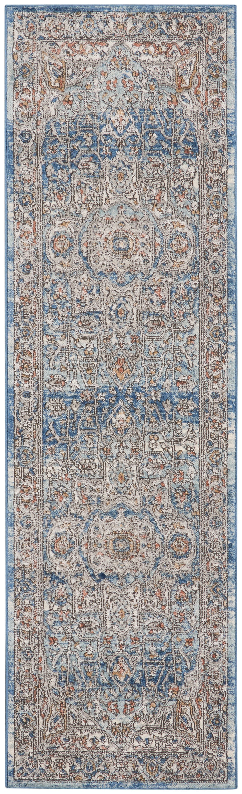 Nourison Quarry 2'2" x 7'6" Ivory Blue Vintage Indoor Rug