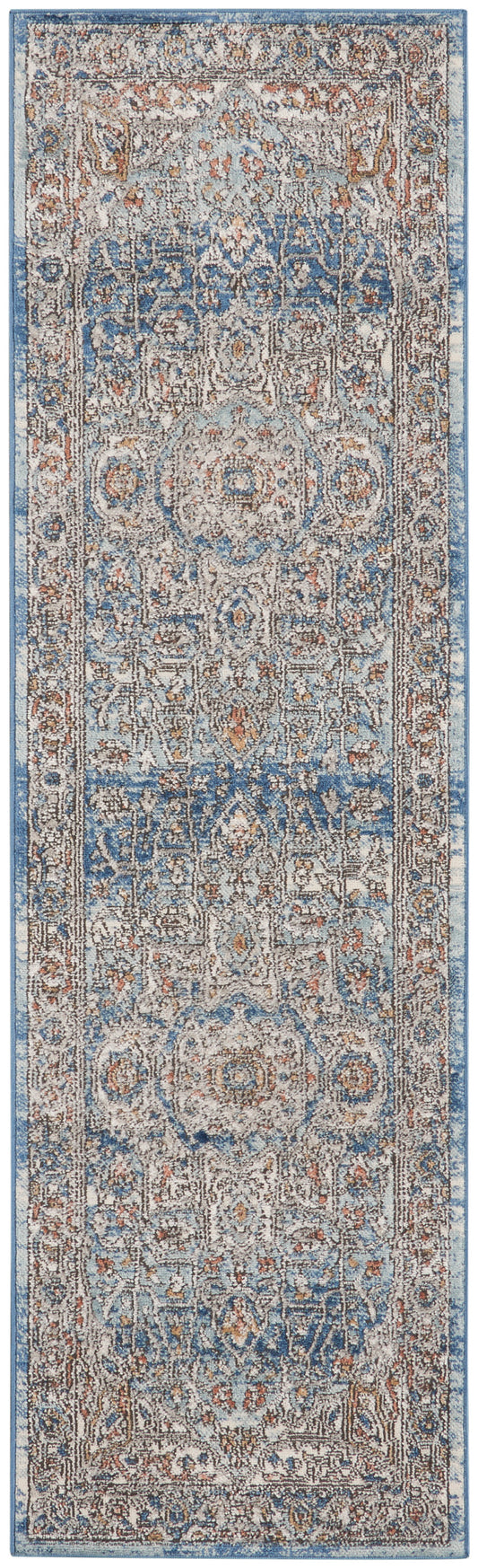 Nourison Quarry 2'2" x 7'6" Ivory Blue Vintage Indoor Rug