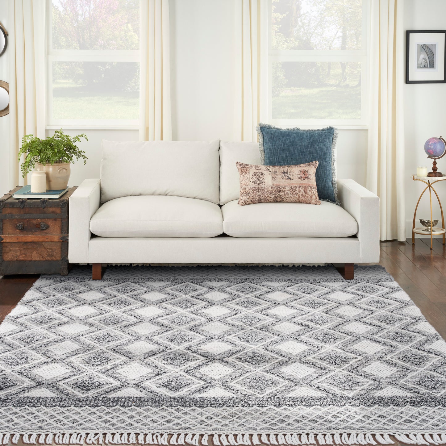 Nicole Curtis Series 3 8' x 10'6" Grey/Ivory Bohemian Indoor Rug