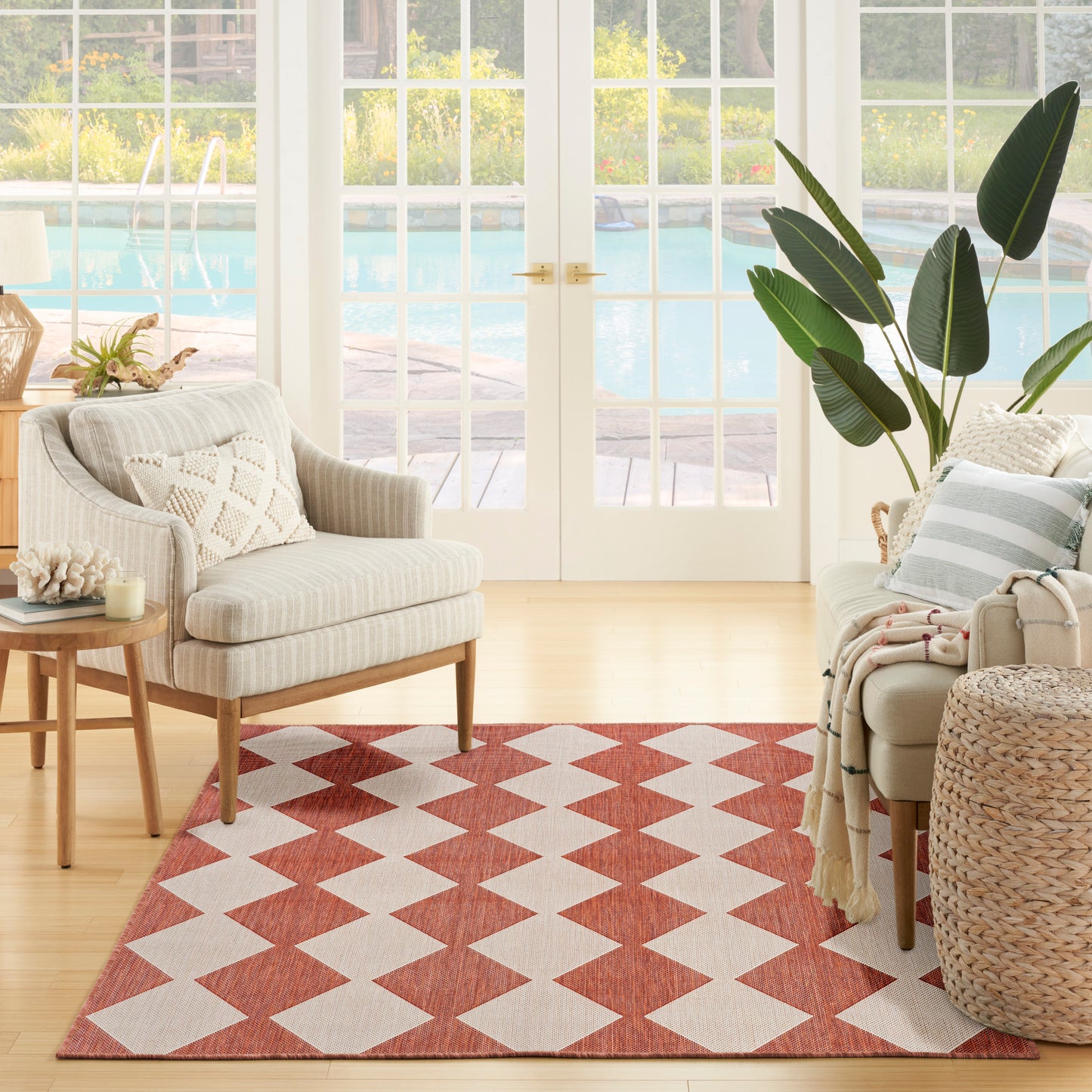 Nourison Positano 4' x 6' Terracotta Modern Rug