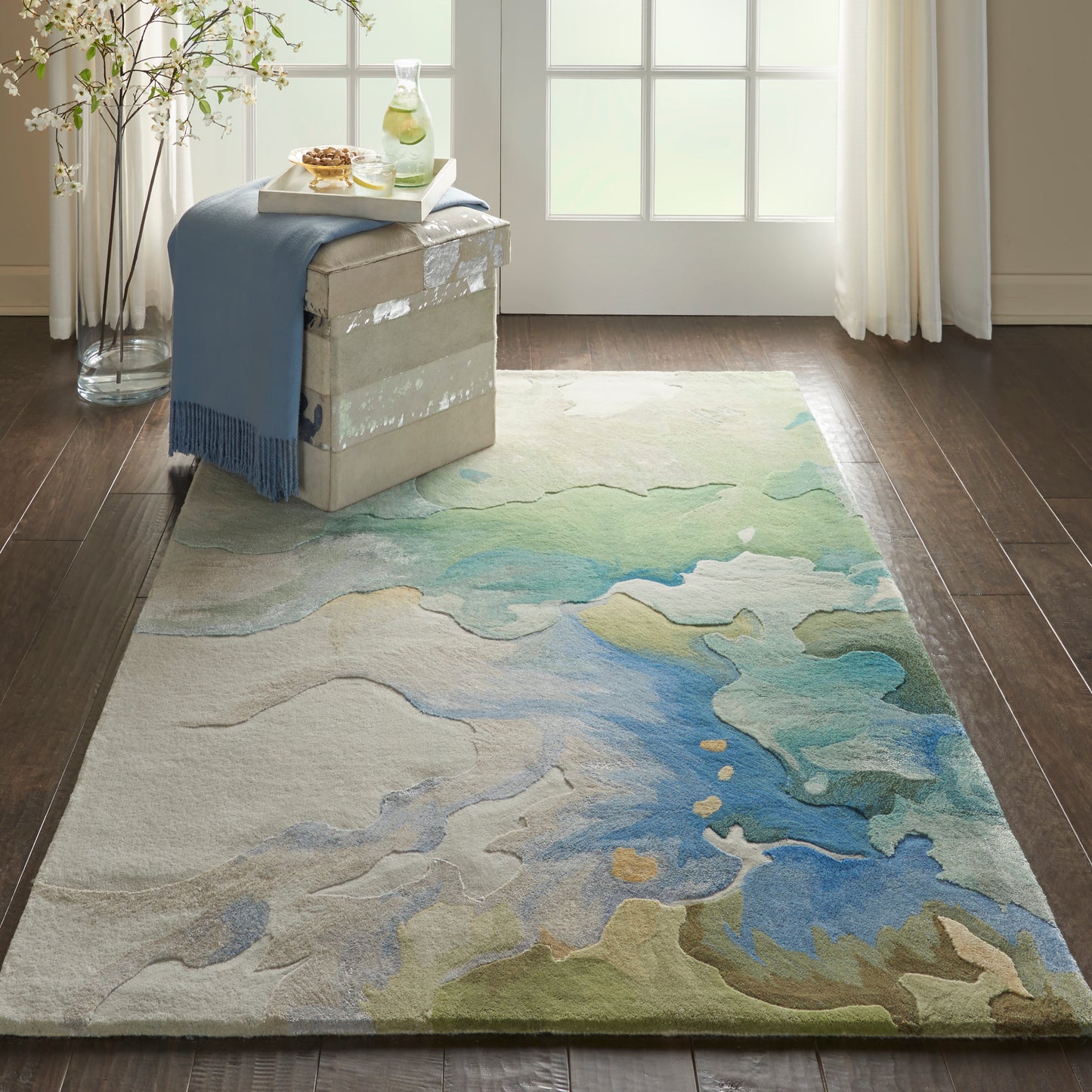 Nourison Prismatic 3'9" x 5'9" Seafoam Modern Indoor Rug