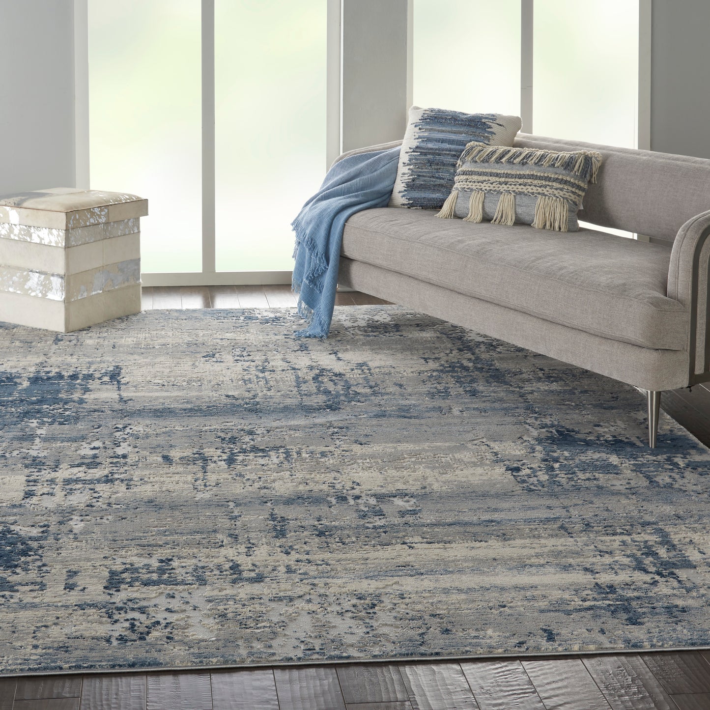 Nourison Rustic Textures 9'3" x 12'9" Ivory Blue Modern Indoor Rug