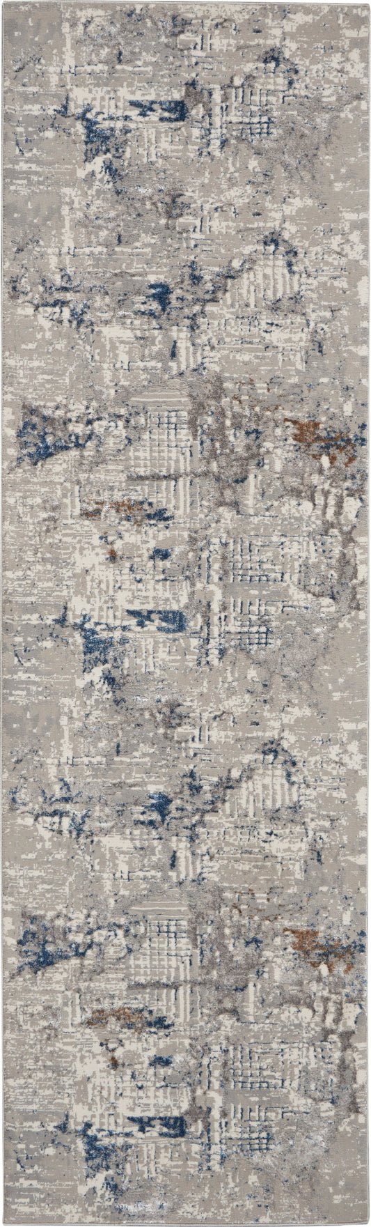 Nourison Royal Terrace 2'2" x 7'6" Ivory Blue Modern Indoor Rug