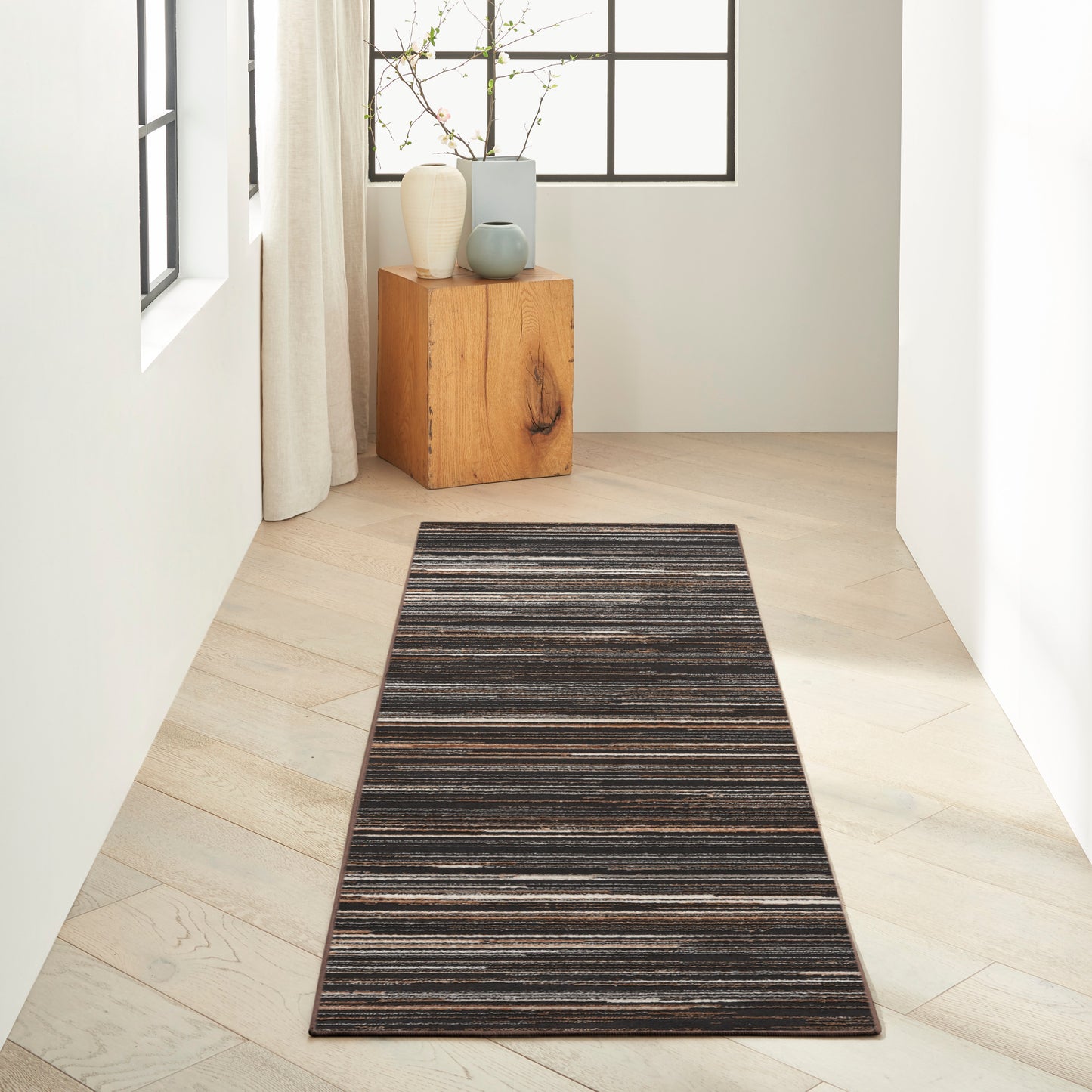 Calvin Klein Captivating 2'3" x 7'3" Mocha Modern Indoor Rug