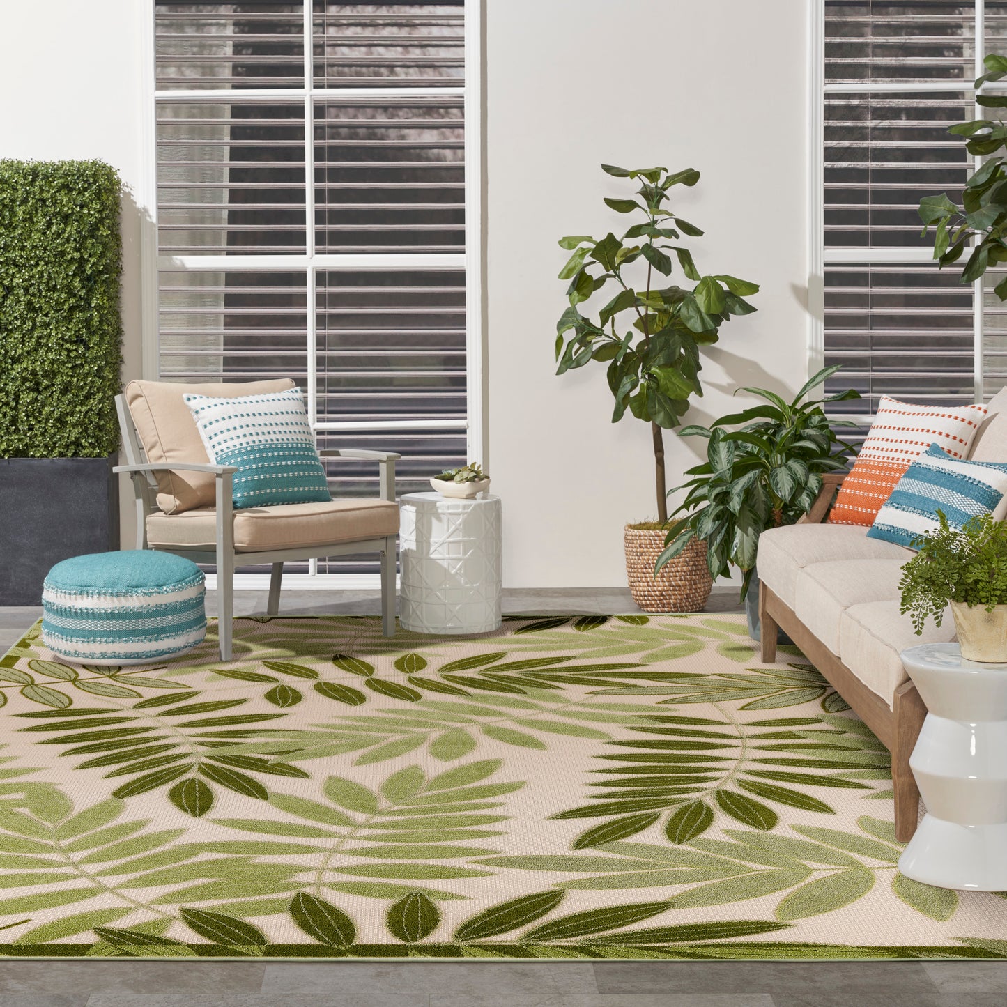 Nourison Aloha 9' x 12' Ivory Green Outdoor Rug