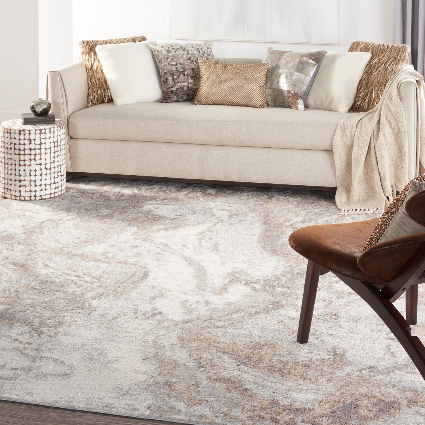 Nourison Elation 9' x 12' Ivory Grey Modern Indoor Rug