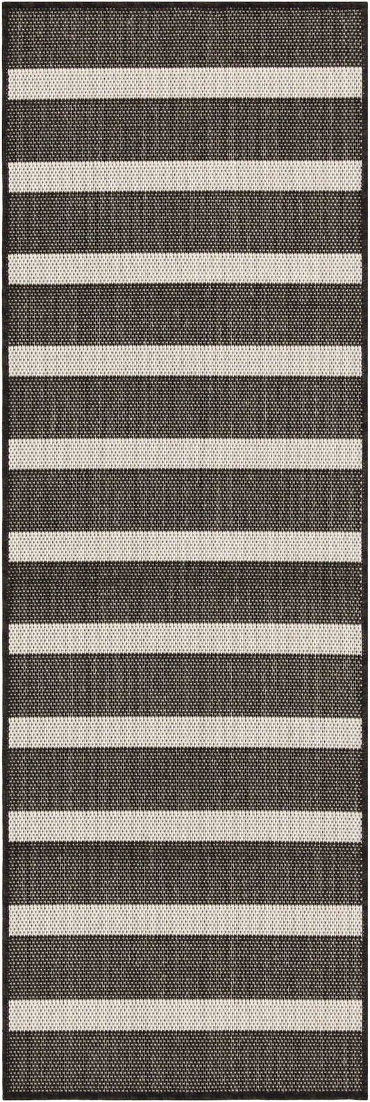 Nourison Positano 2' x 6' Black Ivory Modern Rug