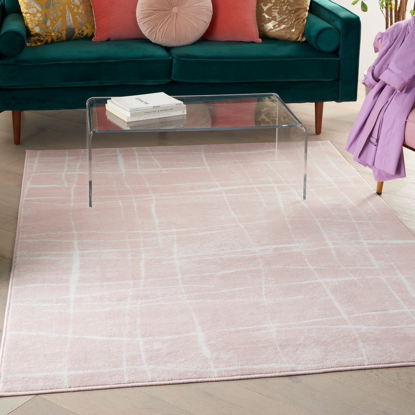 Nourison Whimsicle 6' x 9' Pink Ivory Modern Indoor Rug