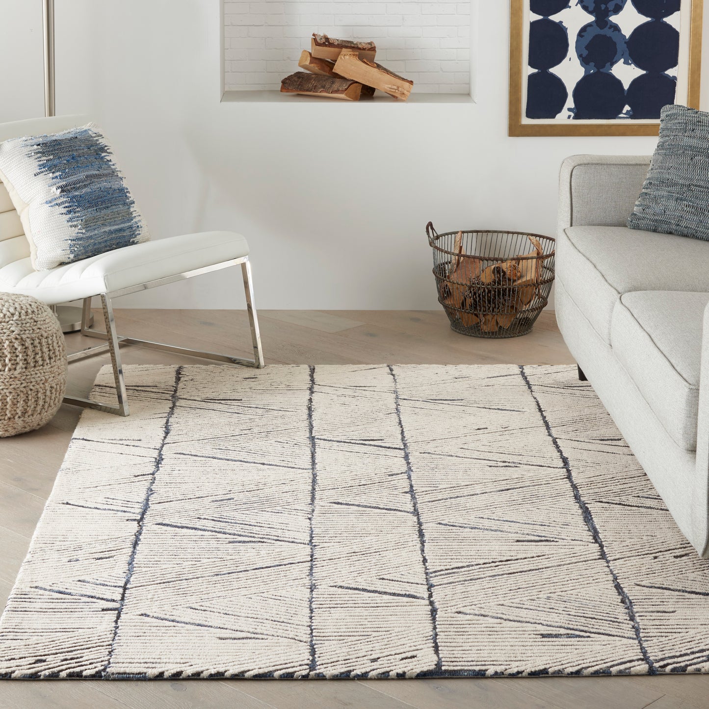 Nourison Colorado 3'9" x 5'9" White Blue Modern Indoor Rug