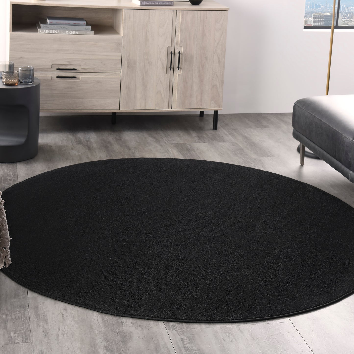 Nourison Nourison Essentials 6' x Round Black Outdoor Rug