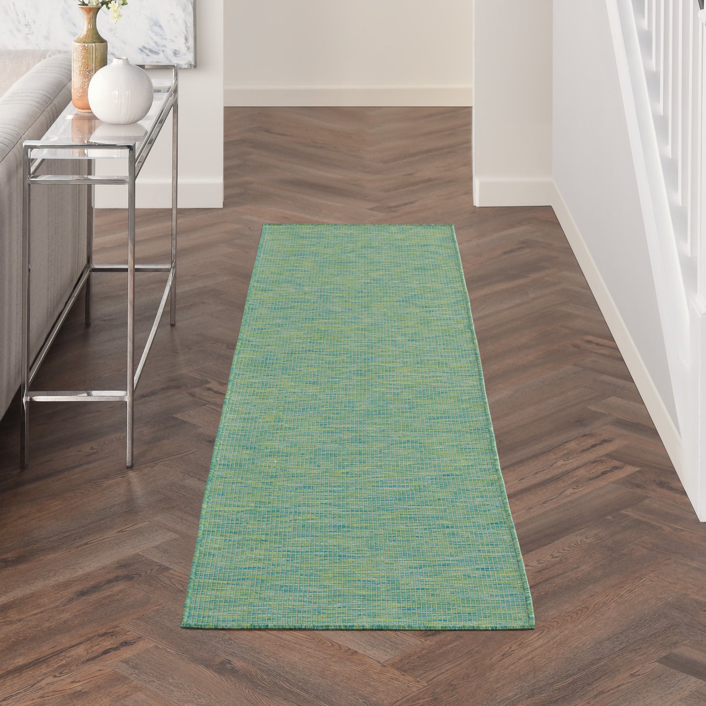 Nourison Positano 2'2" x 8' Blue Green Modern Rug