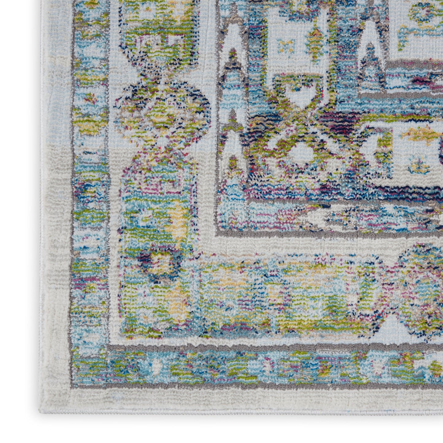 Nourison Ankara Global 8'10" x 11'10" Blue Green Vintage Indoor Rug