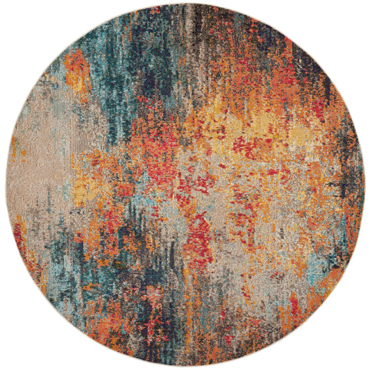 Nourison Celestial 7’10” x Round Multicolor Modern Indoor Rug