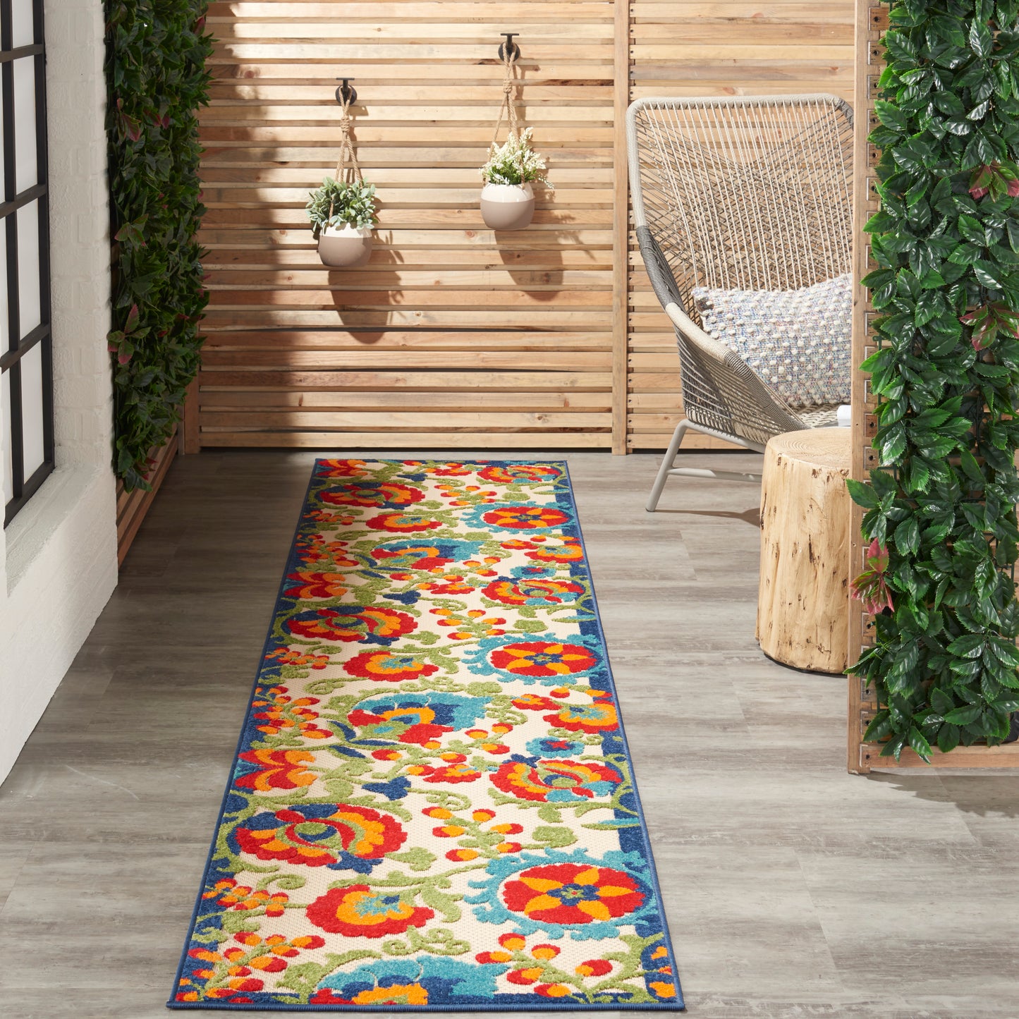 Nourison Aloha 2'3" x 10' Multicolor Farmhouse Rug