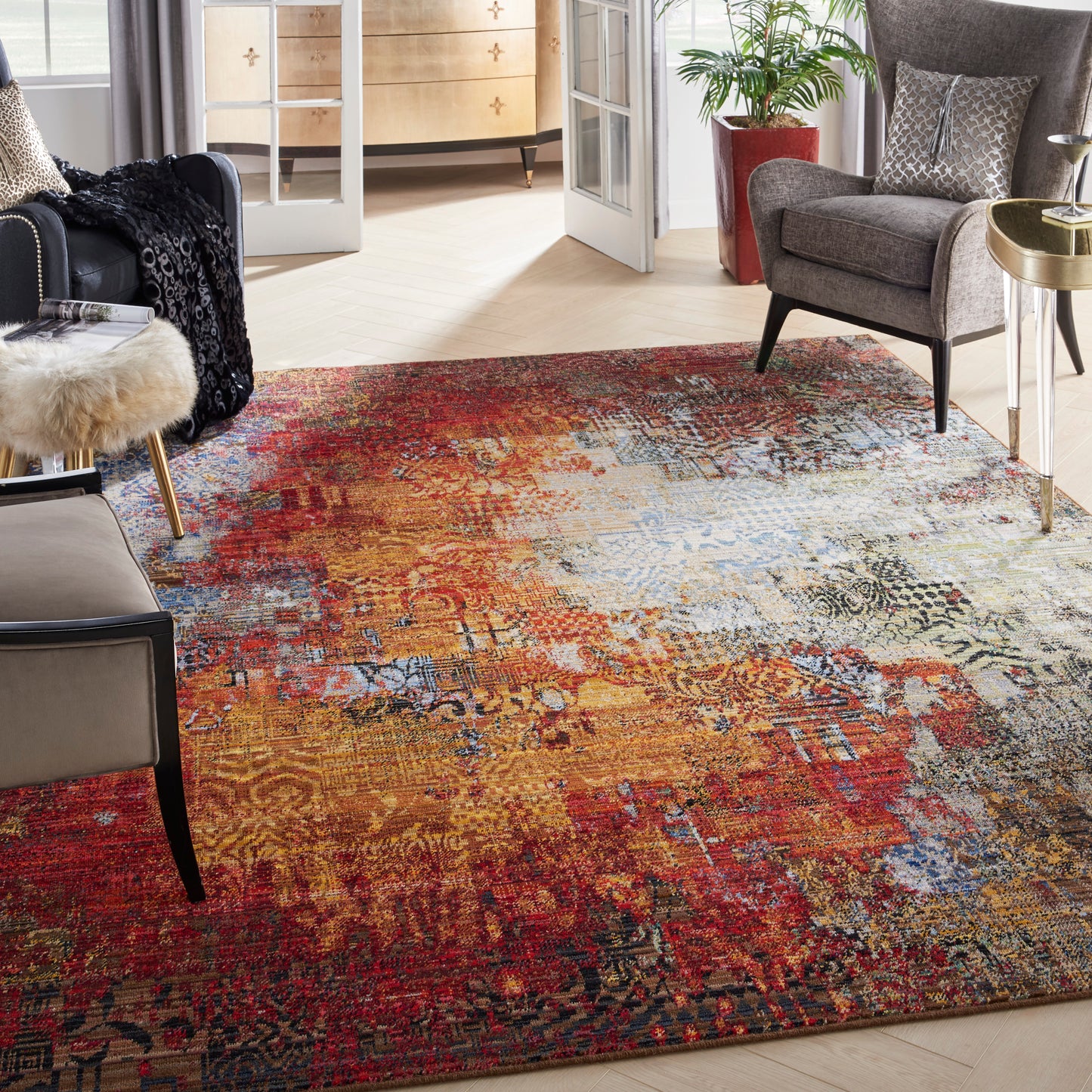 Nourison Chroma 7'9" x 9'9" Ember Glow Modern Indoor Rug