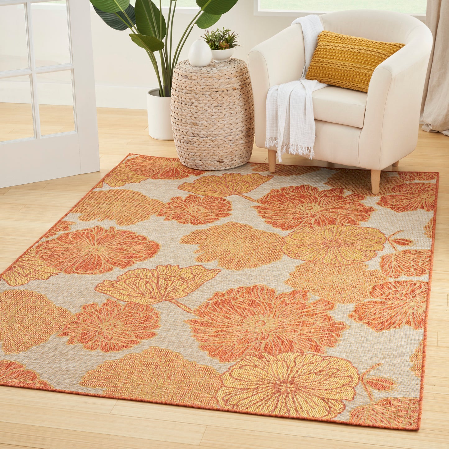 Nourison Garden Oasis 4' x 6' Coral Tropical Rug