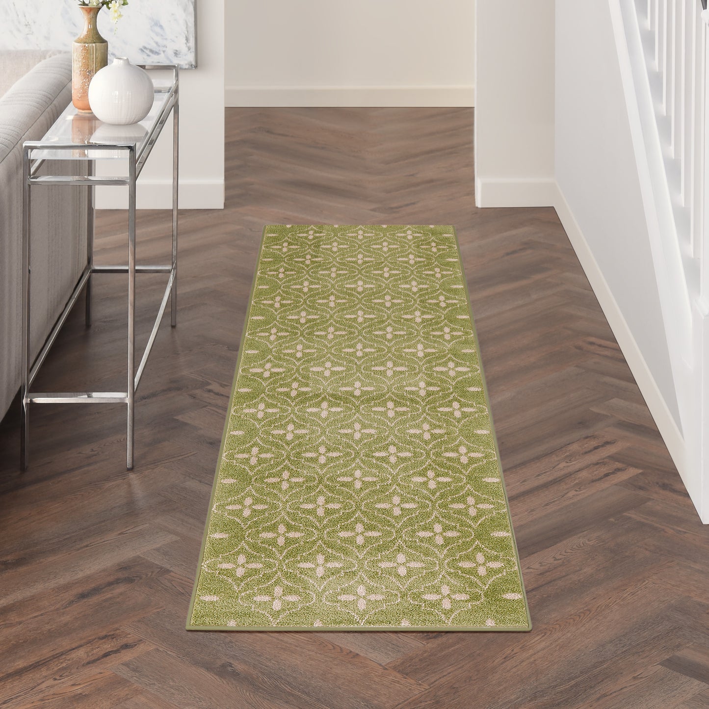 Nourison Nourison Essentials 2'2" x 7'6" Green Ivory Modern Rug