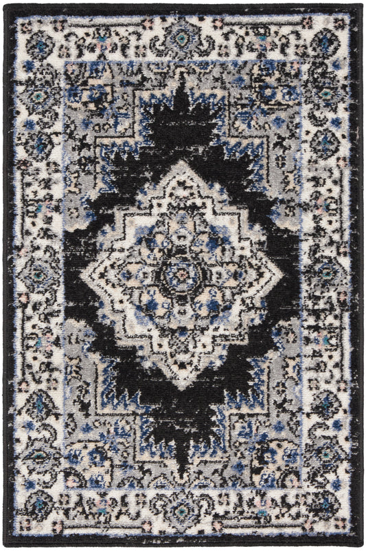 Nourison Passion 1'10" x 2'10" Black Ivory Vintage Indoor Rug