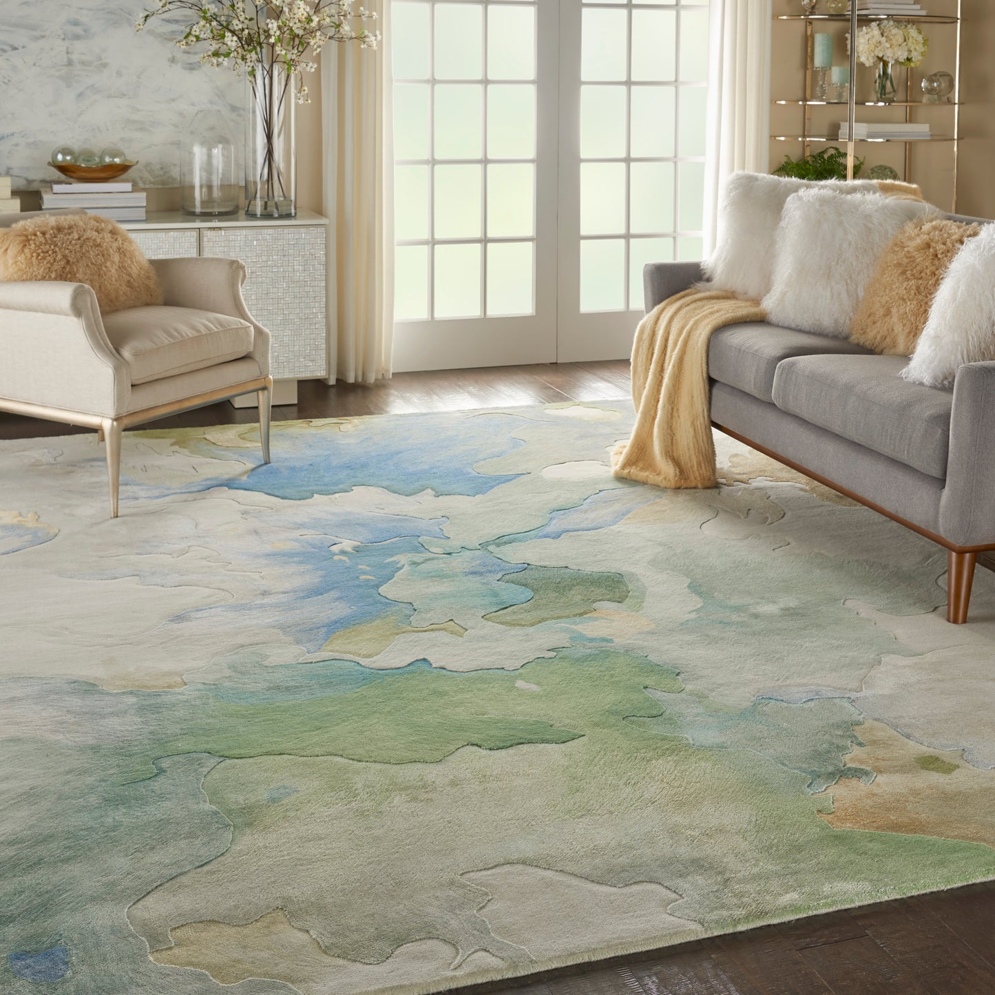 Nourison Prismatic 8'6" x 11'6" Seafoam Modern Indoor Rug