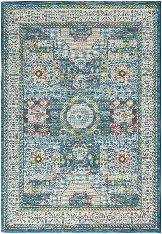 Nourison Ankara Global 4' x 6' Ivory Light Blue Bohemian Indoor Rug