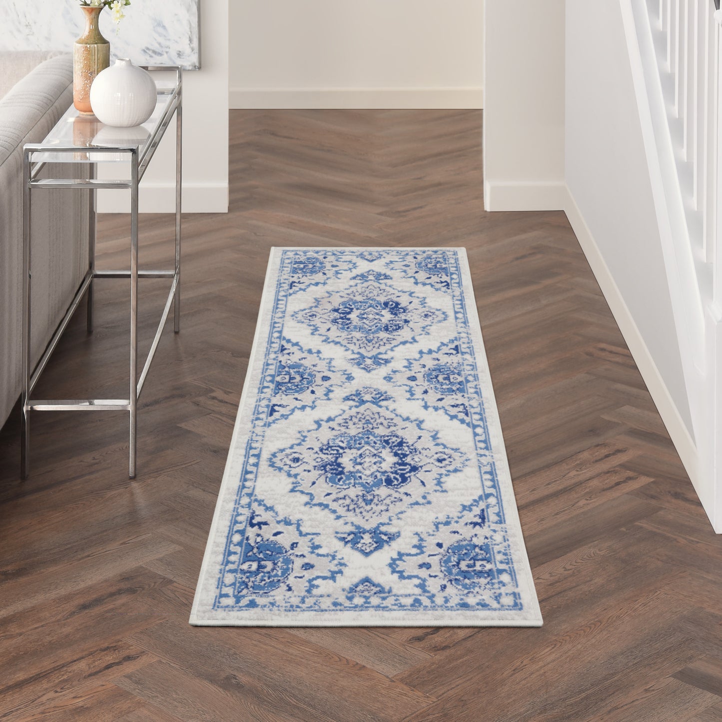 Nourison Whimsicle 2' x 6' Ivory Blue Bohemian Indoor Rug