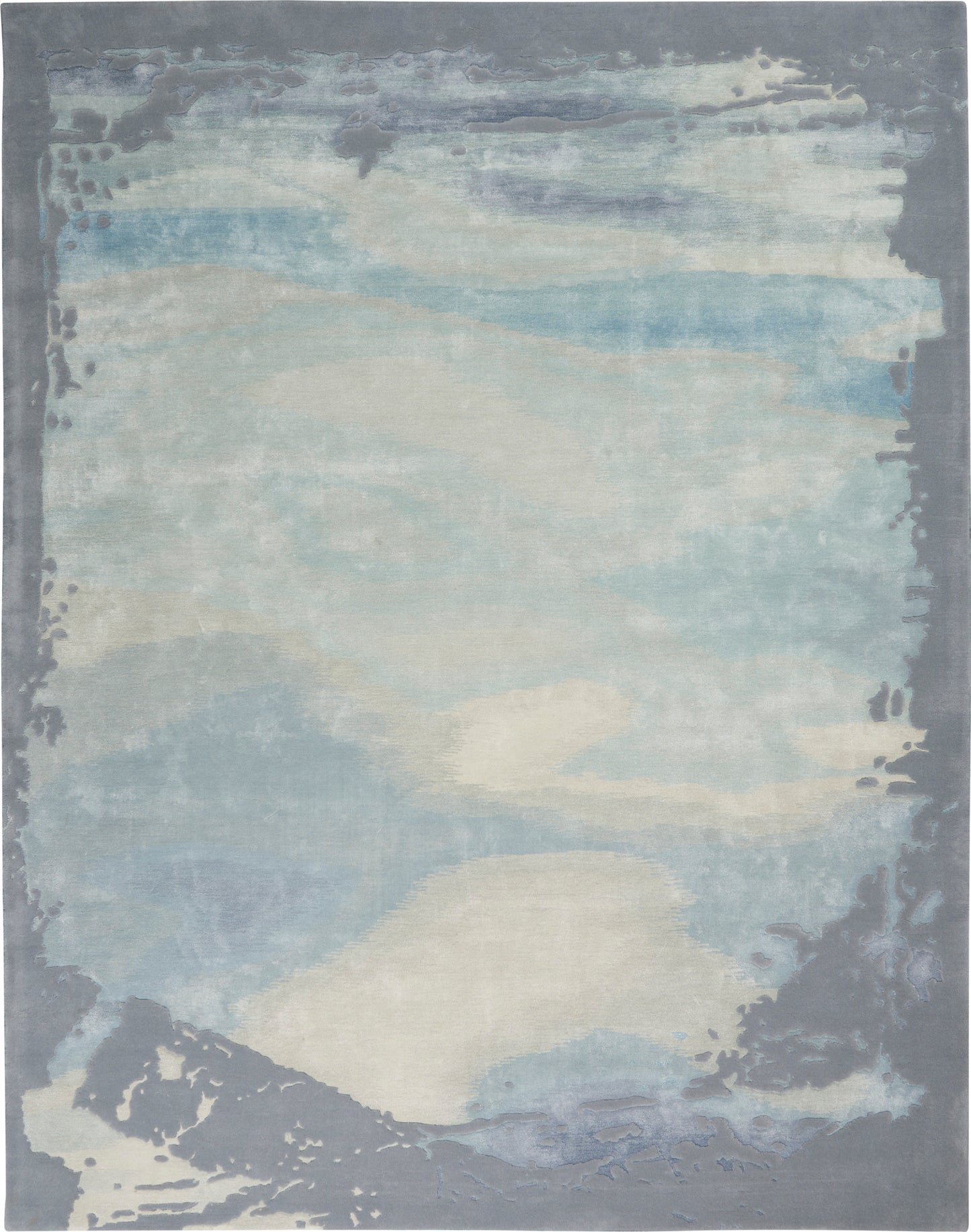 Nourison Prismatic 7'9" x 9'9" Seafoam/Silver Modern Indoor Rug