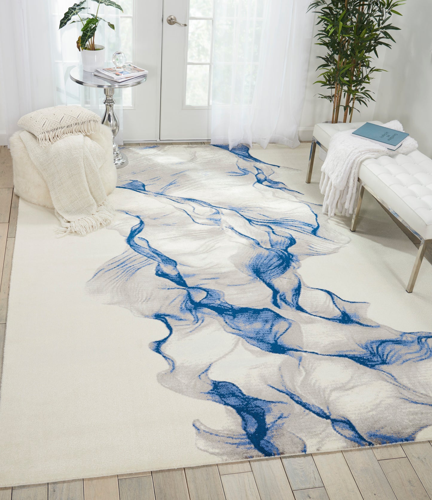 Nourison Twilight 7'9" x 9'9" Ivory/Blue Modern Indoor Rug